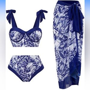 Bikini set (top bottoms and sarong) BNWT